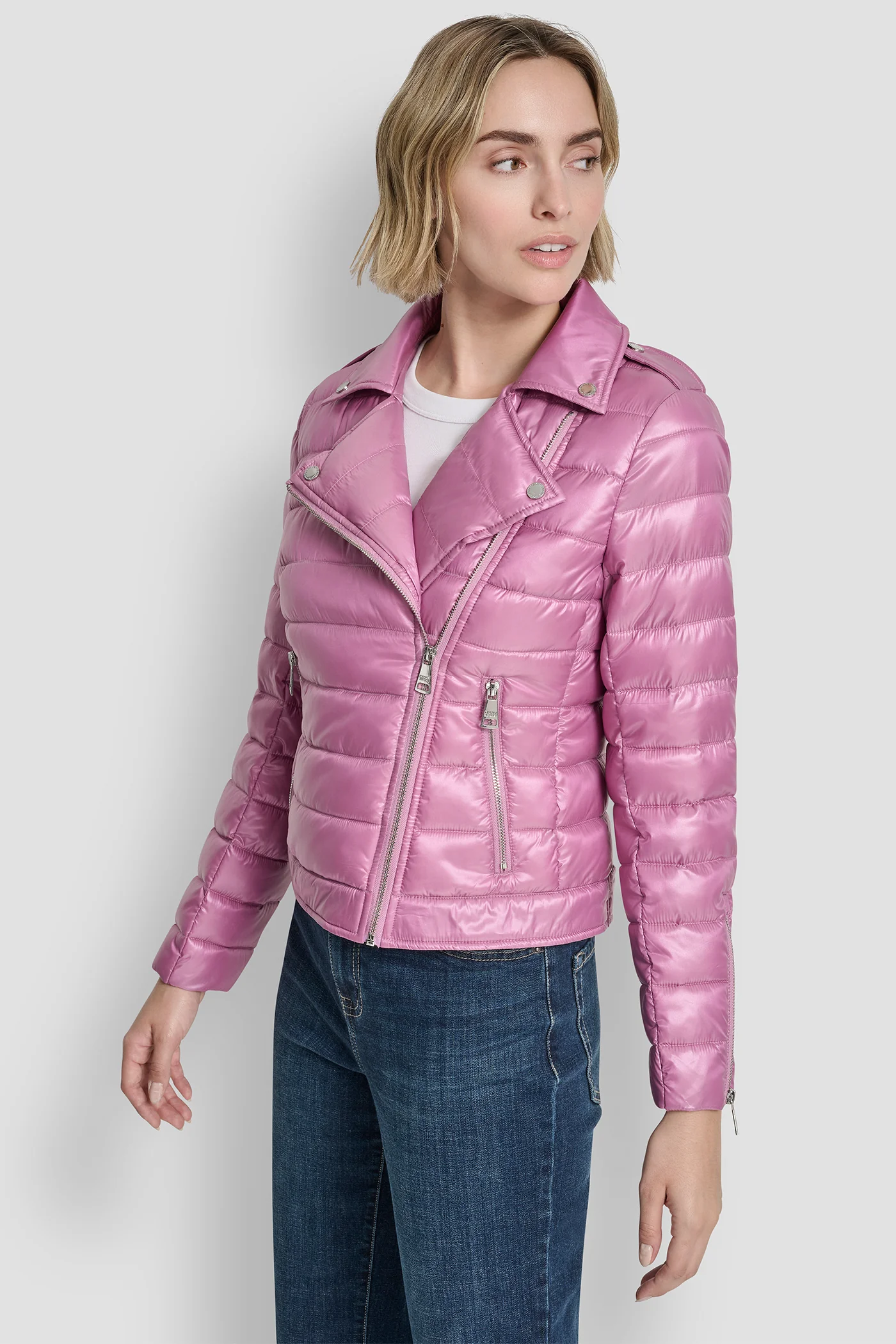 MOTO STYLE LIGHT WEIGHT PUFFER JACKET - Image 3