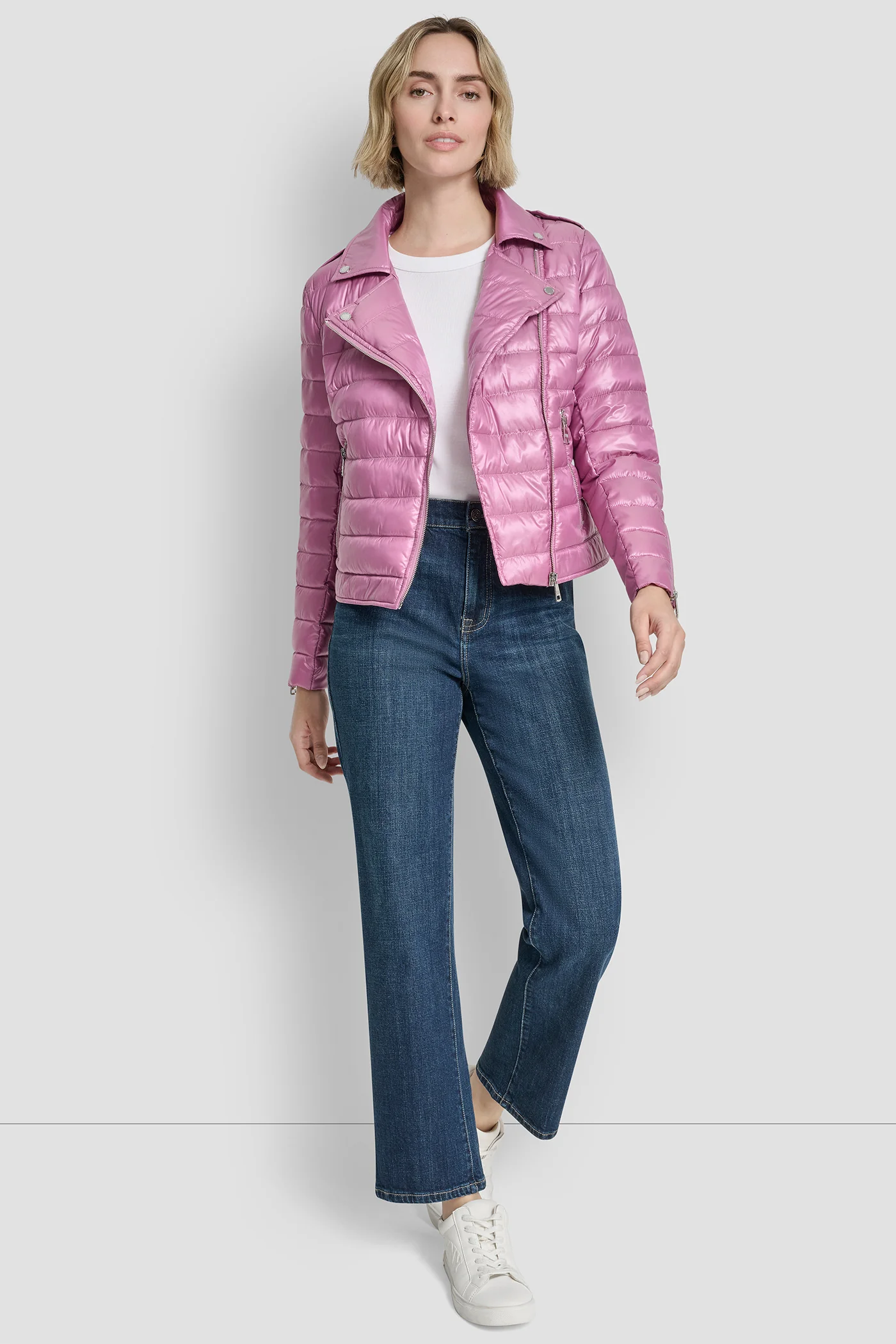 MOTO STYLE LIGHT WEIGHT PUFFER JACKET - Image 4