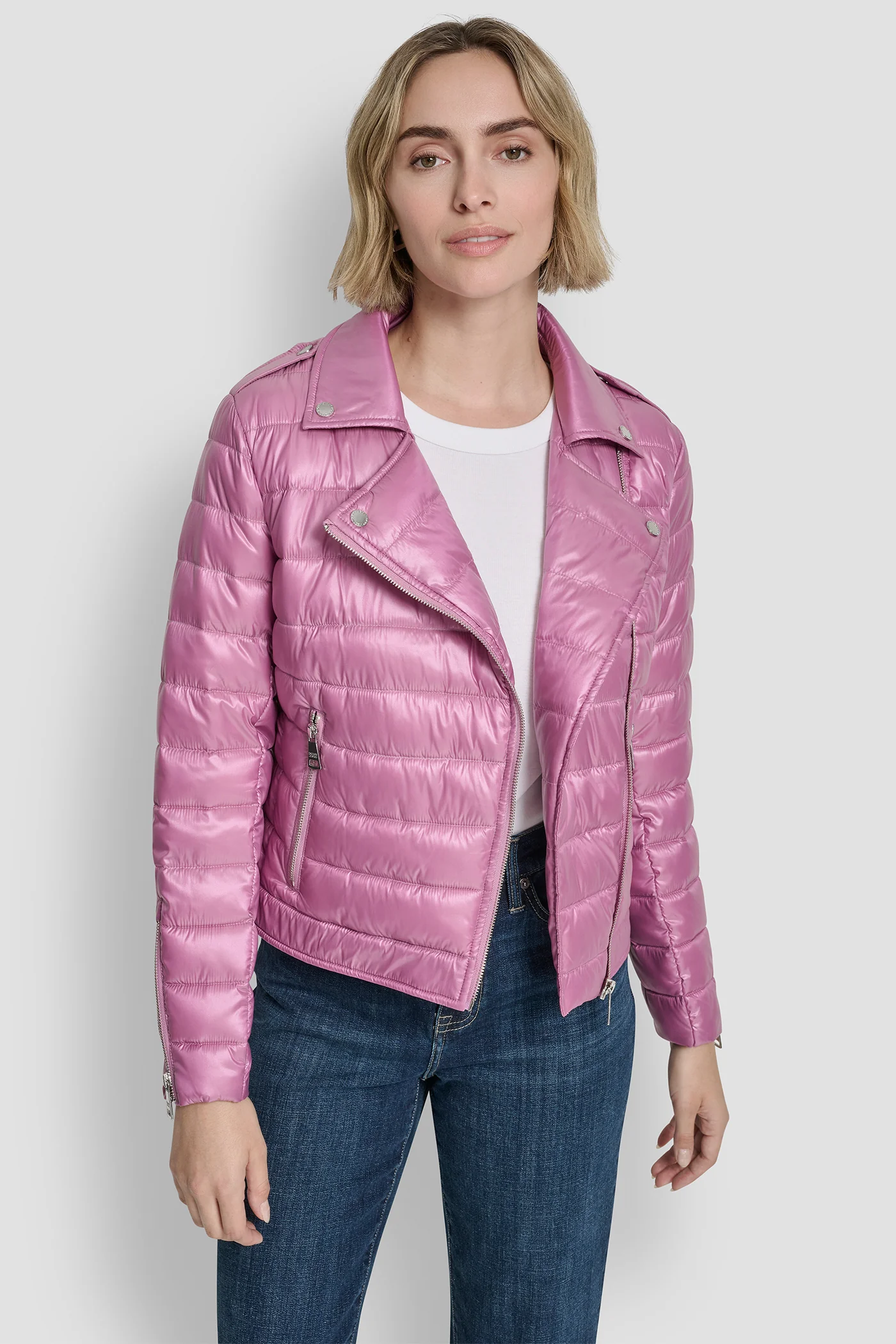 MOTO STYLE LIGHT WEIGHT PUFFER JACKET - Image 5