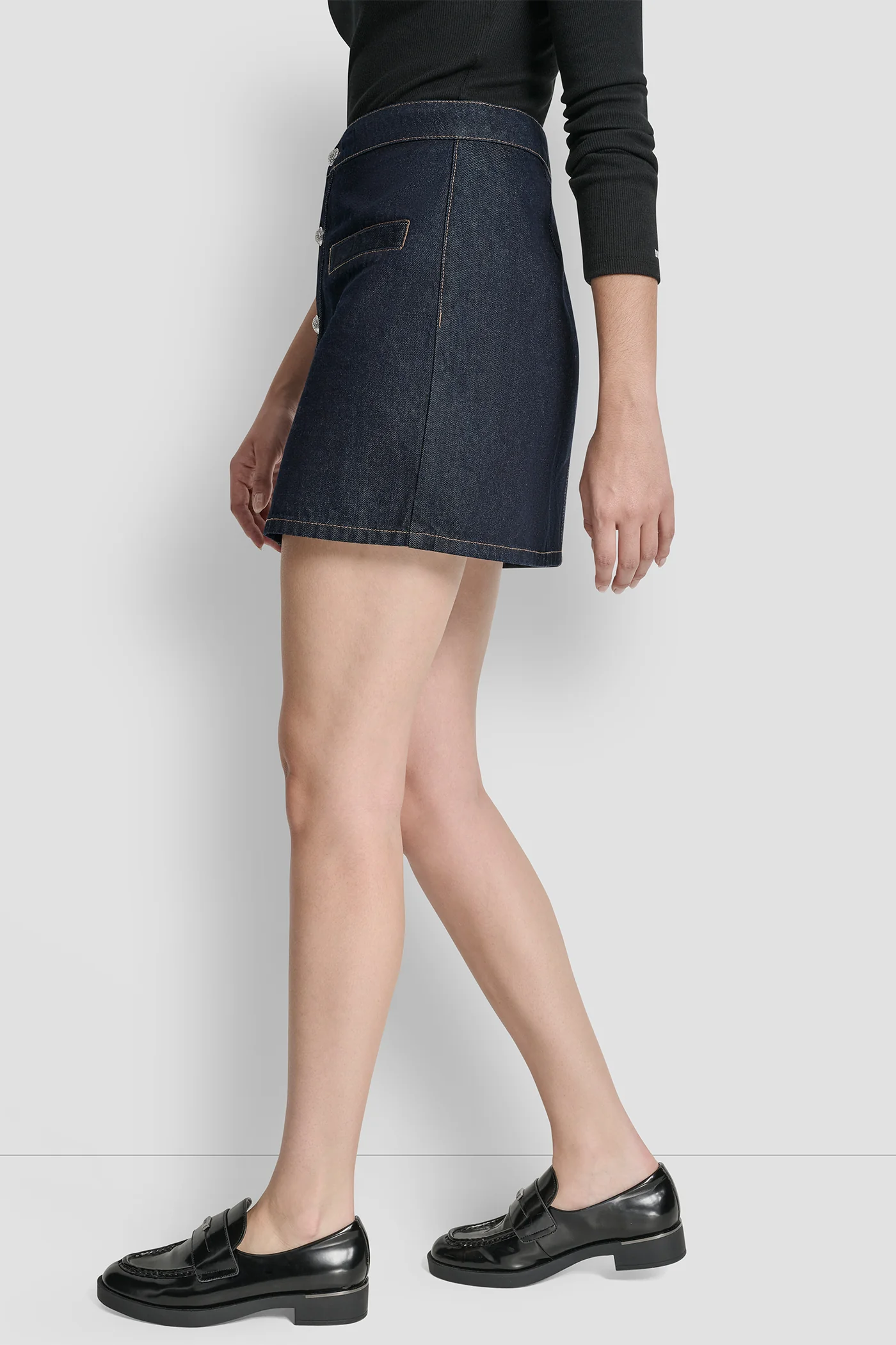 HIGH RISE BUTTON FRONT MINI SKIRT - Image 3