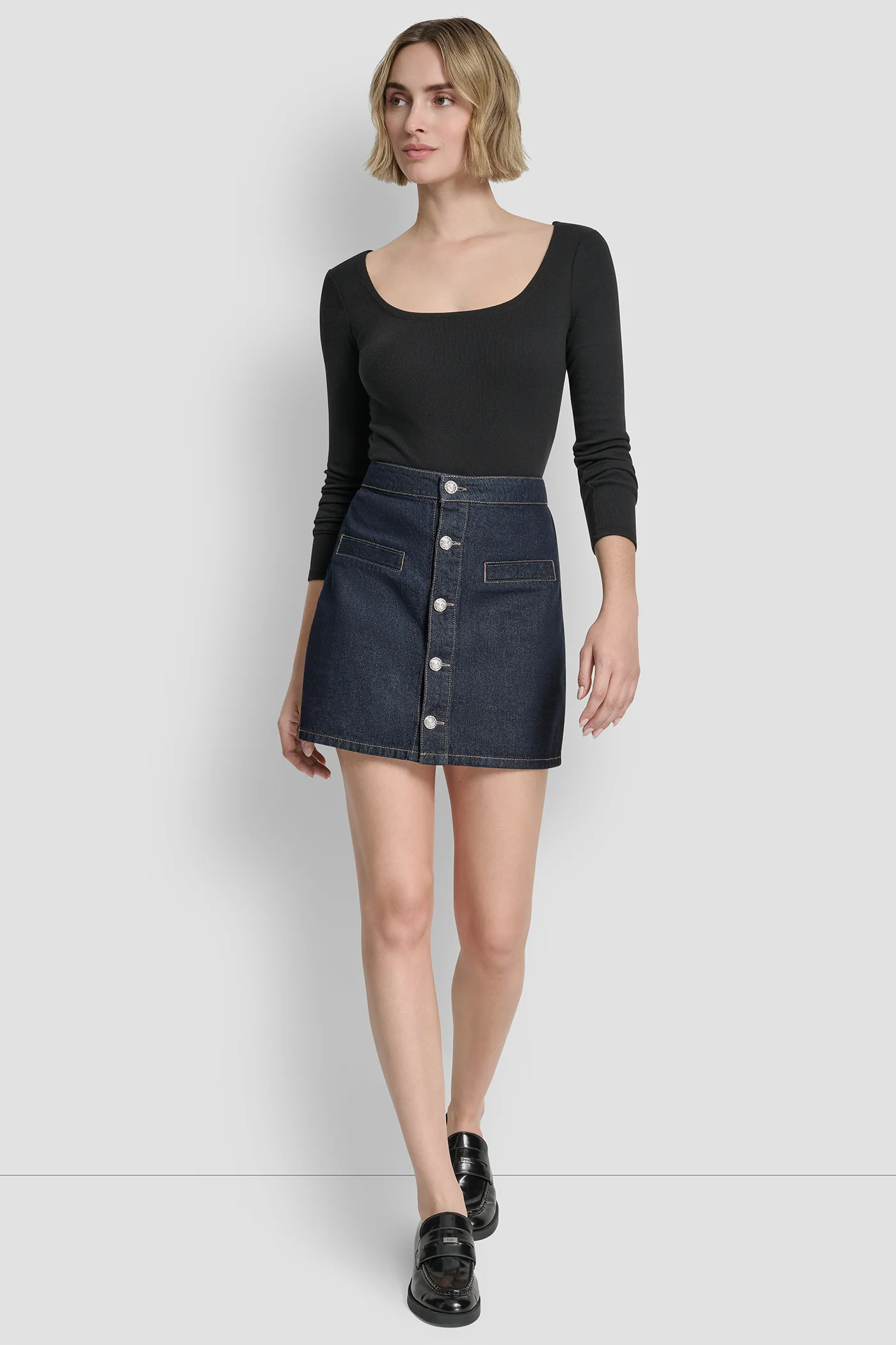 HIGH RISE BUTTON FRONT MINI SKIRT - Image 6