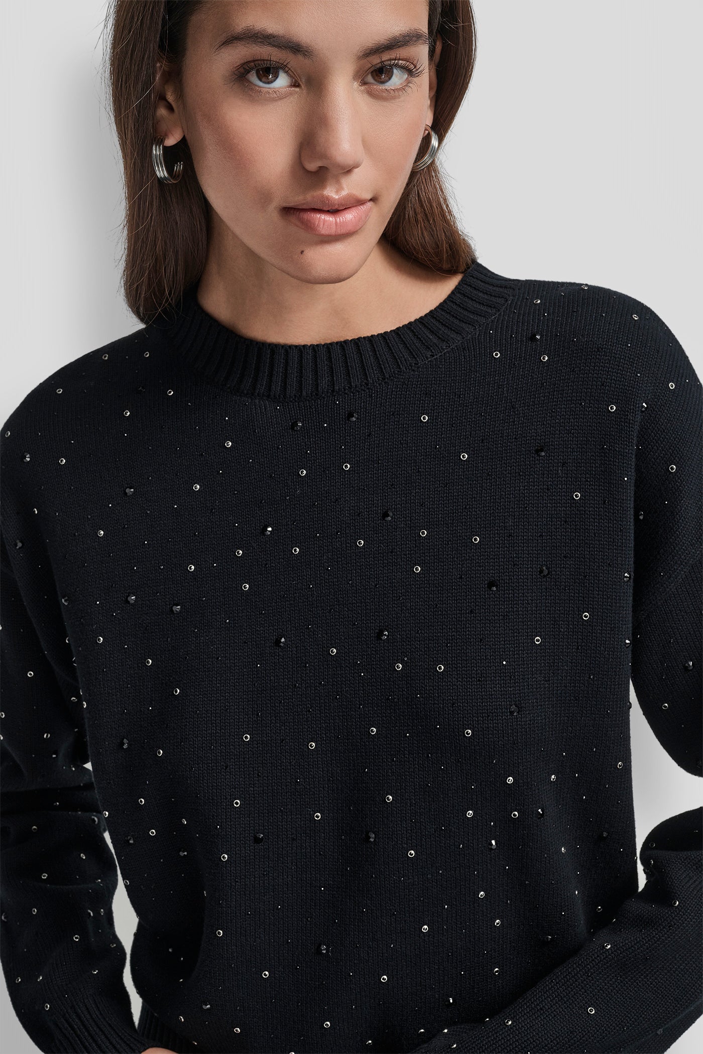 LONG SLEEVE RHINESTONE CREW NECK SWEATER - Image 6