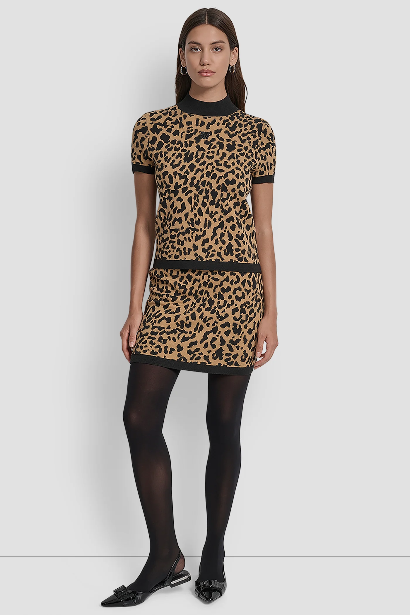CAP SLEEVE MOCK NECK CHEETAH JACQUARD SWEATER - Image 5