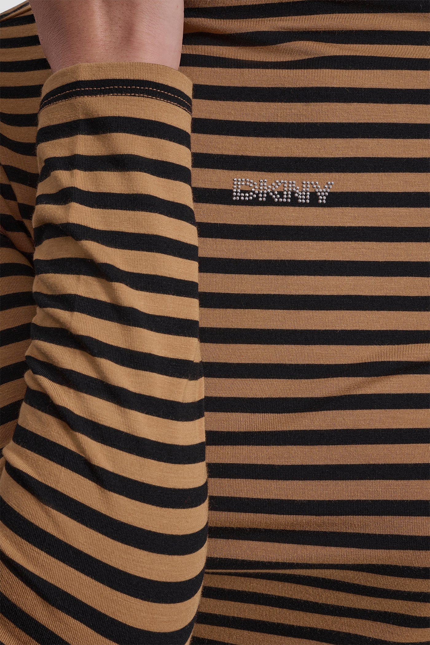 SIDE RUCHED HIGH NECK LONG SLEEVE TOP WITH RHINESTONE - Image 4