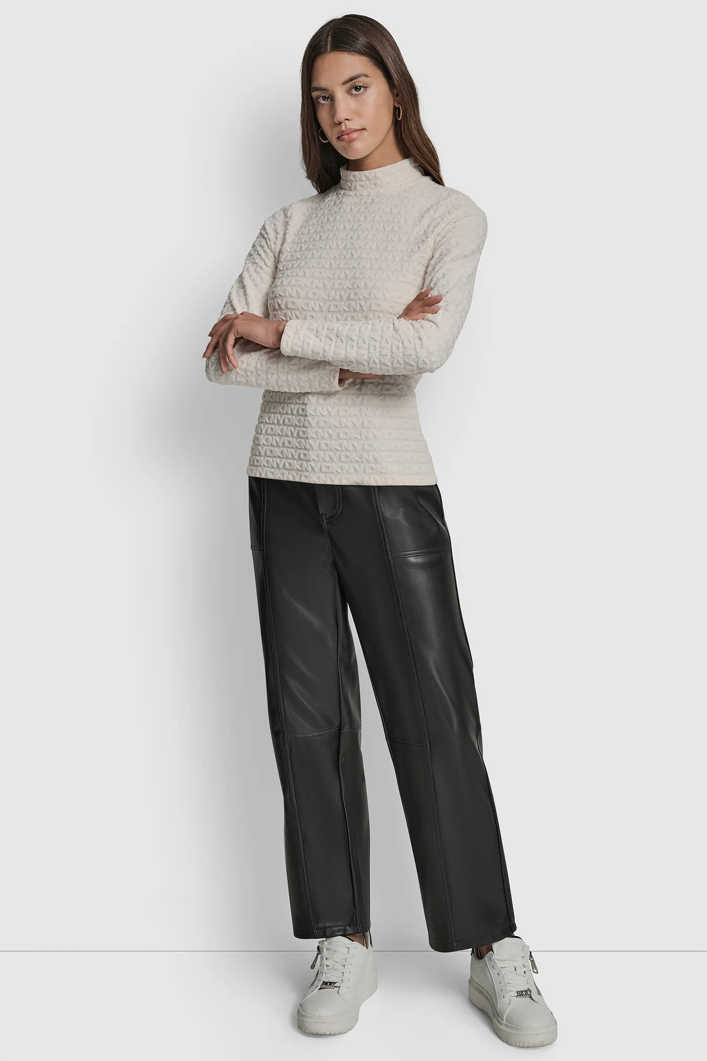 LOGO JACQUARD  LONG SLEEVE MOCK NECK TEE - Image 5