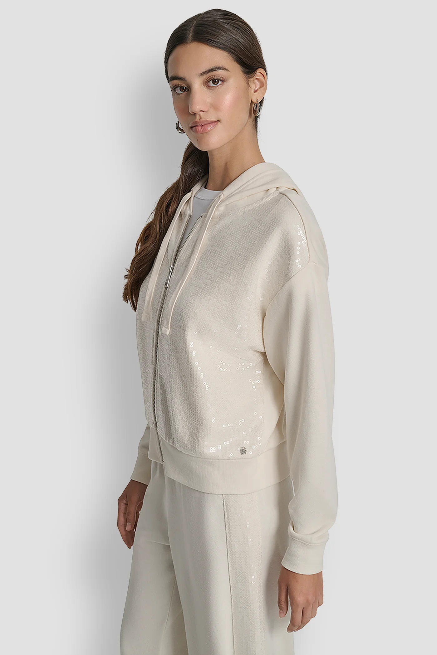 SEQUIN ZIP FRONT HOODIE - Image 3