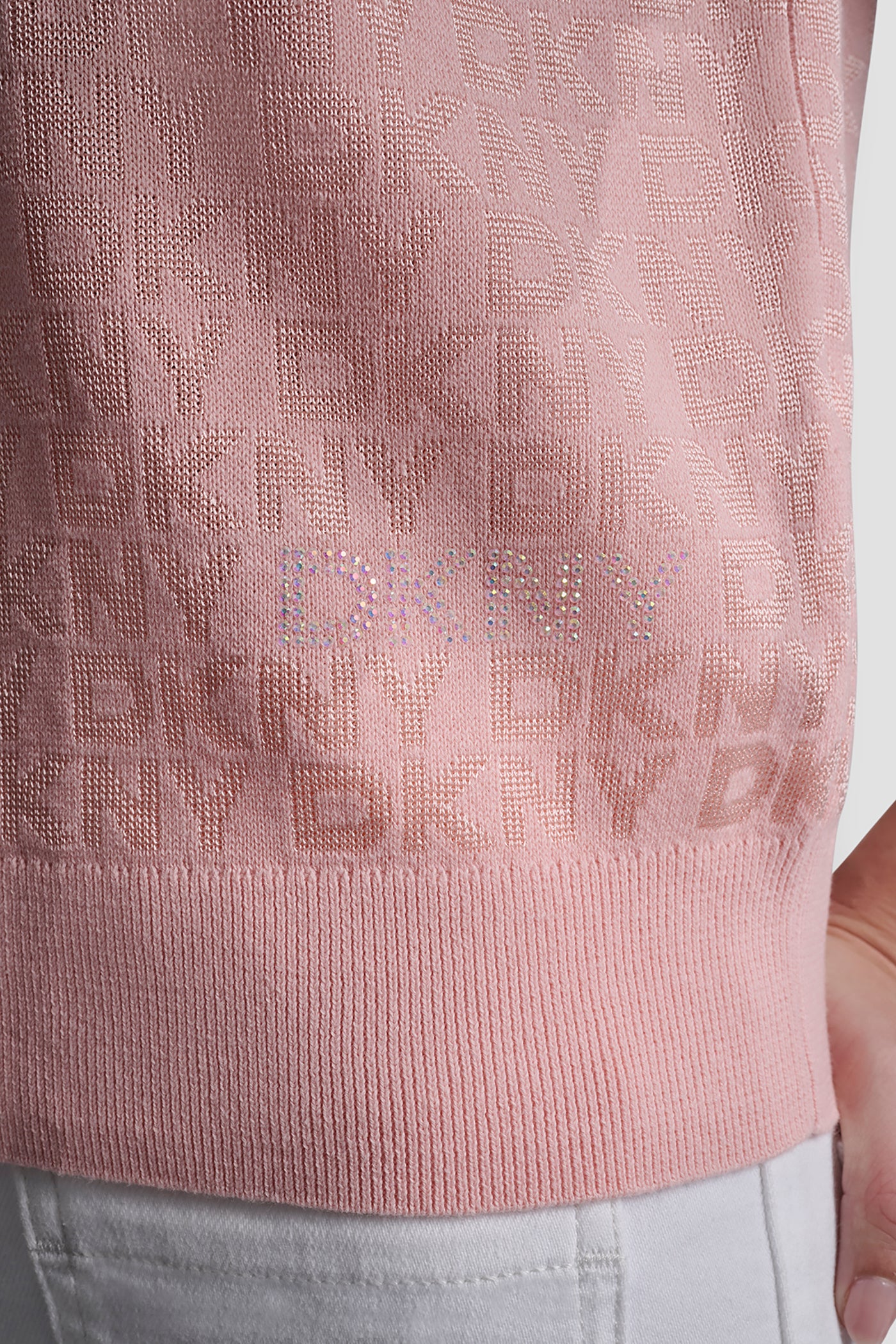 POLO COLLAR SWEATER WITH RHINESTONE LOGO - Image 6