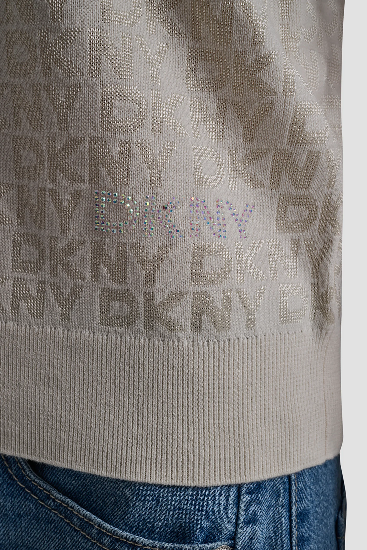 POLO COLLAR SWEATER WITH RHINESTONE LOGO - Image 4