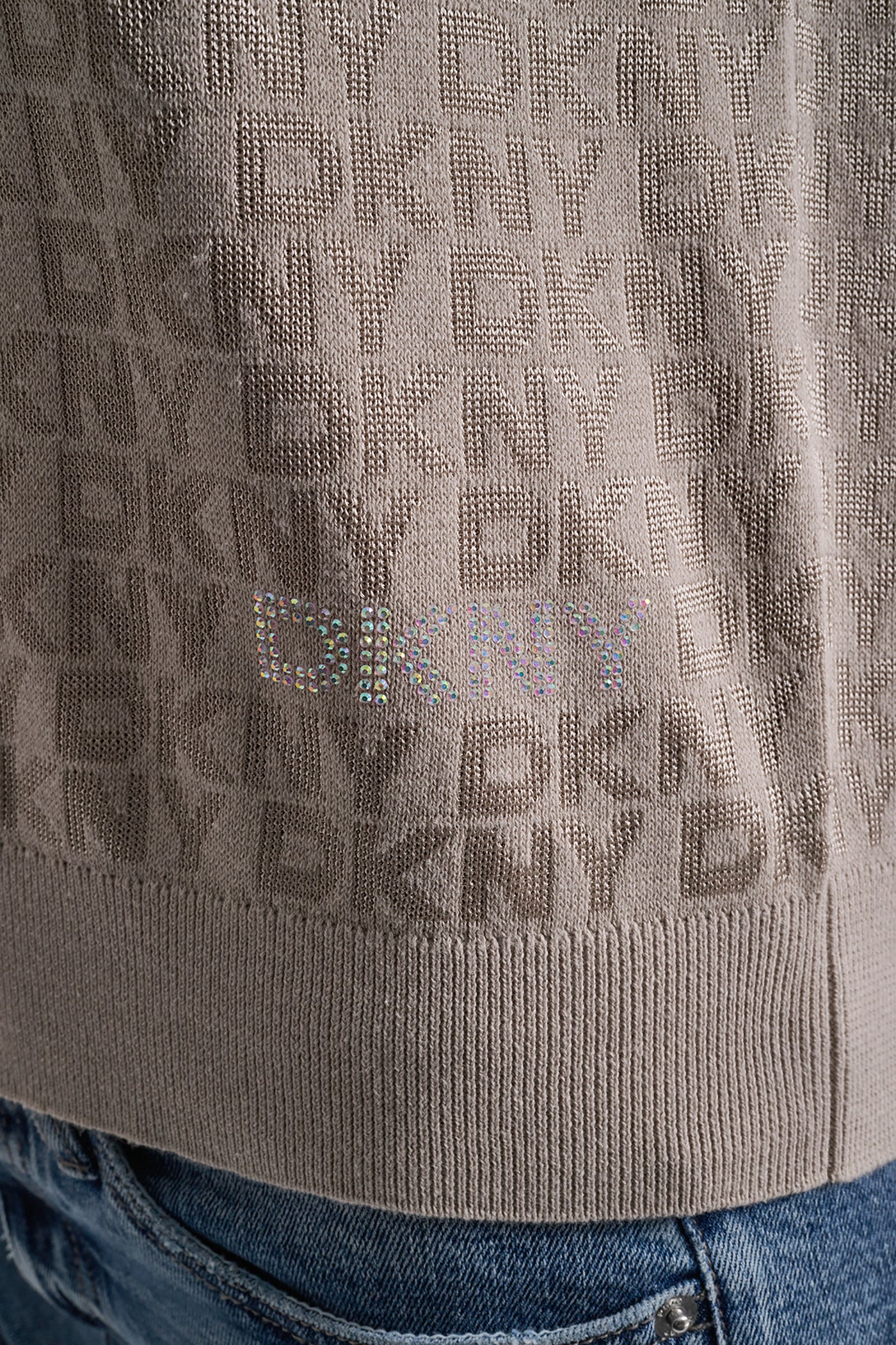 POLO COLLAR SWEATER WITH RHINESTONE LOGO - Image 4