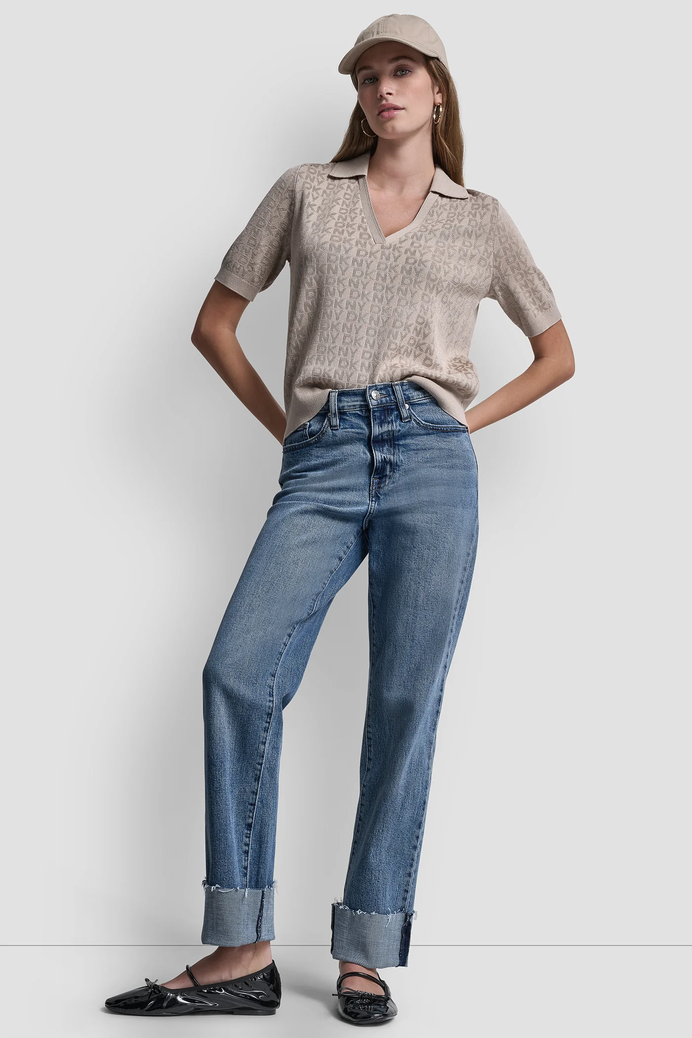 POLO COLLAR SWEATER WITH RHINESTONE LOGO - Image 6