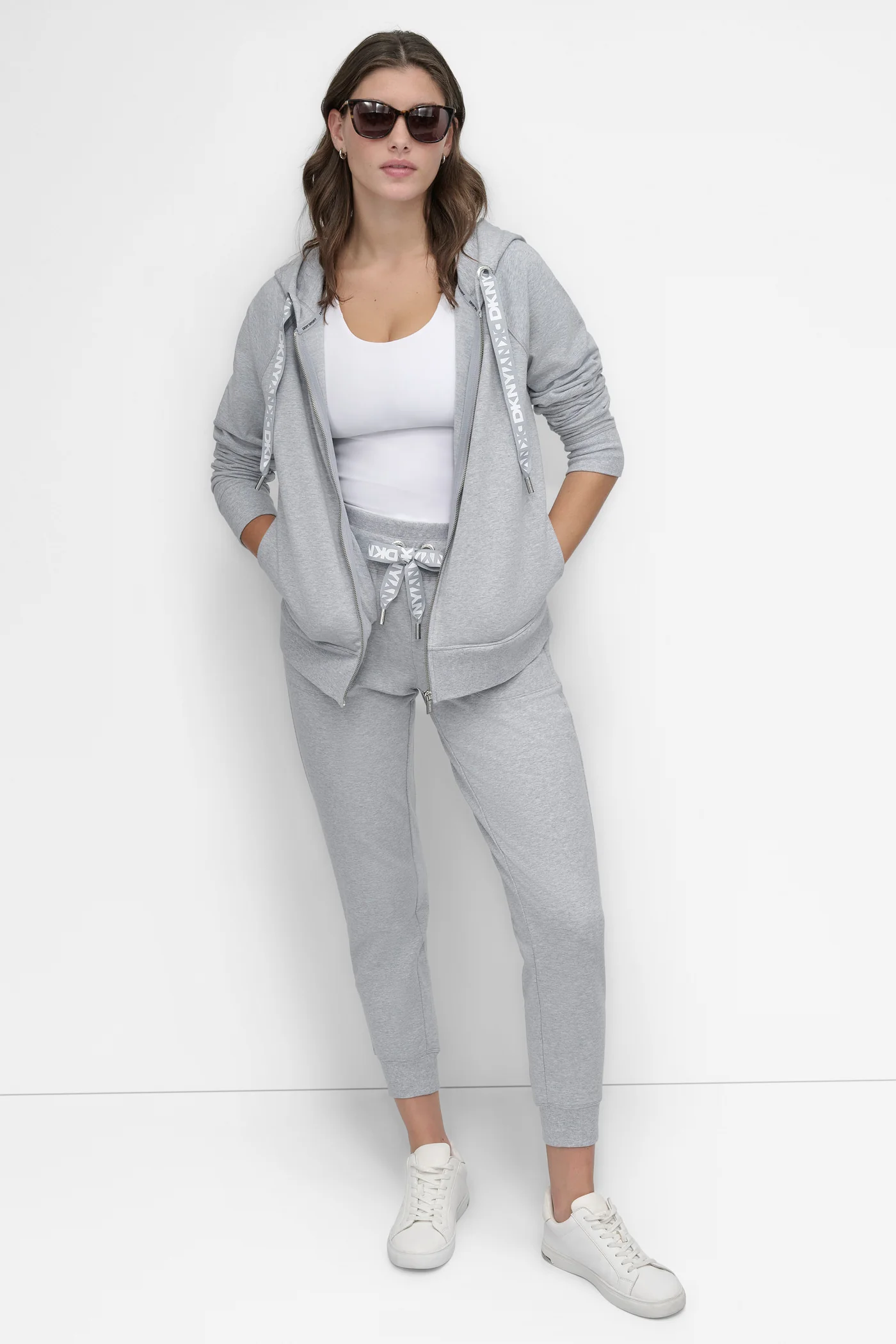 TWO TONE LOGO DRAWSTRING HOODIE - Image 6