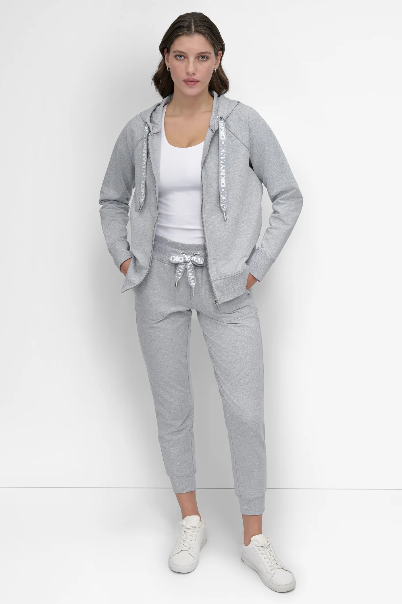 TWO TONE LOGO DRAWSTRING HOODIE - Image 8