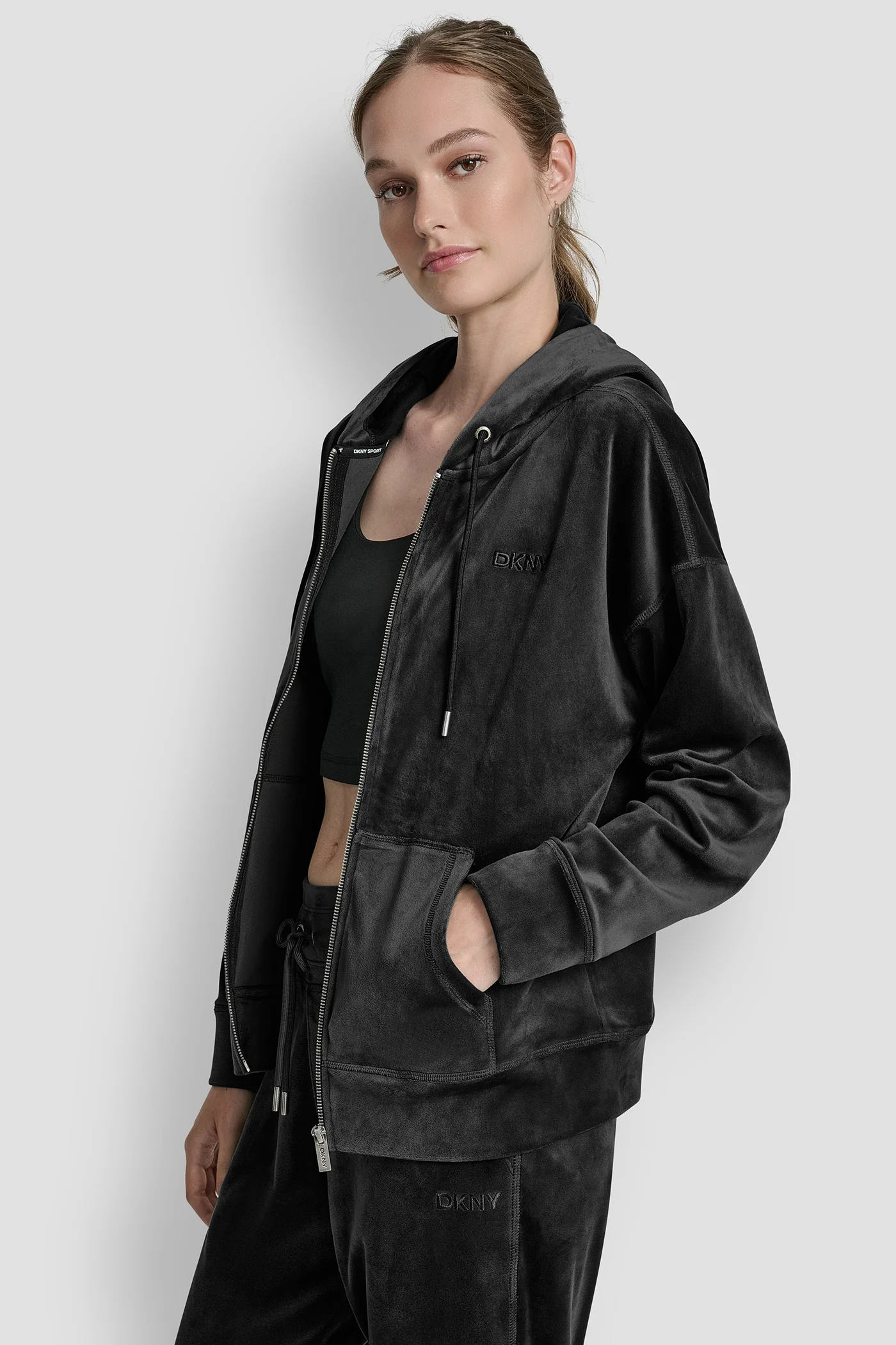 VELOUR HD EMBROIDERY LOGO FULL ZIP HOODIE - Image 3