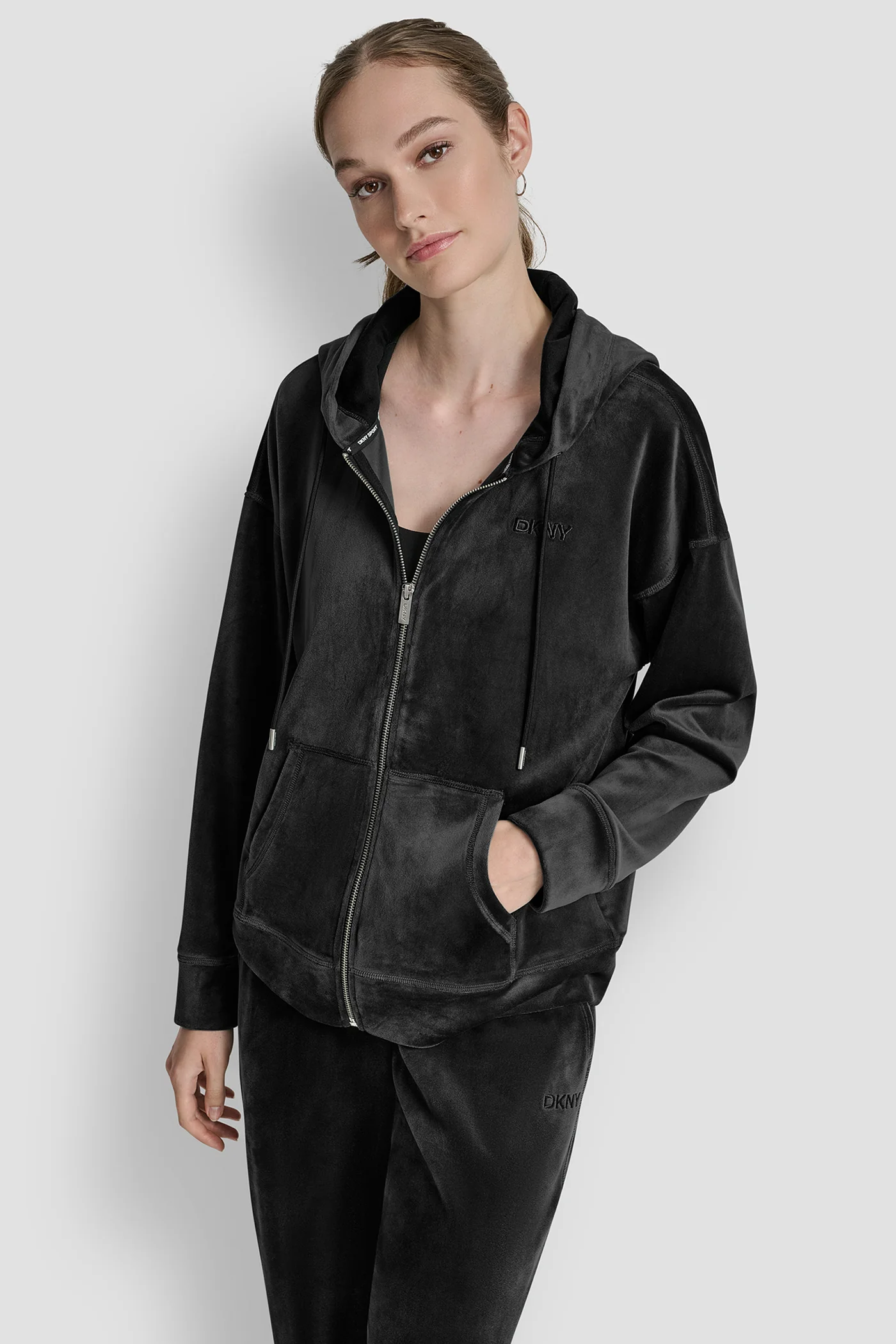 VELOUR HD EMBROIDERY LOGO FULL ZIP HOODIE - Image 4