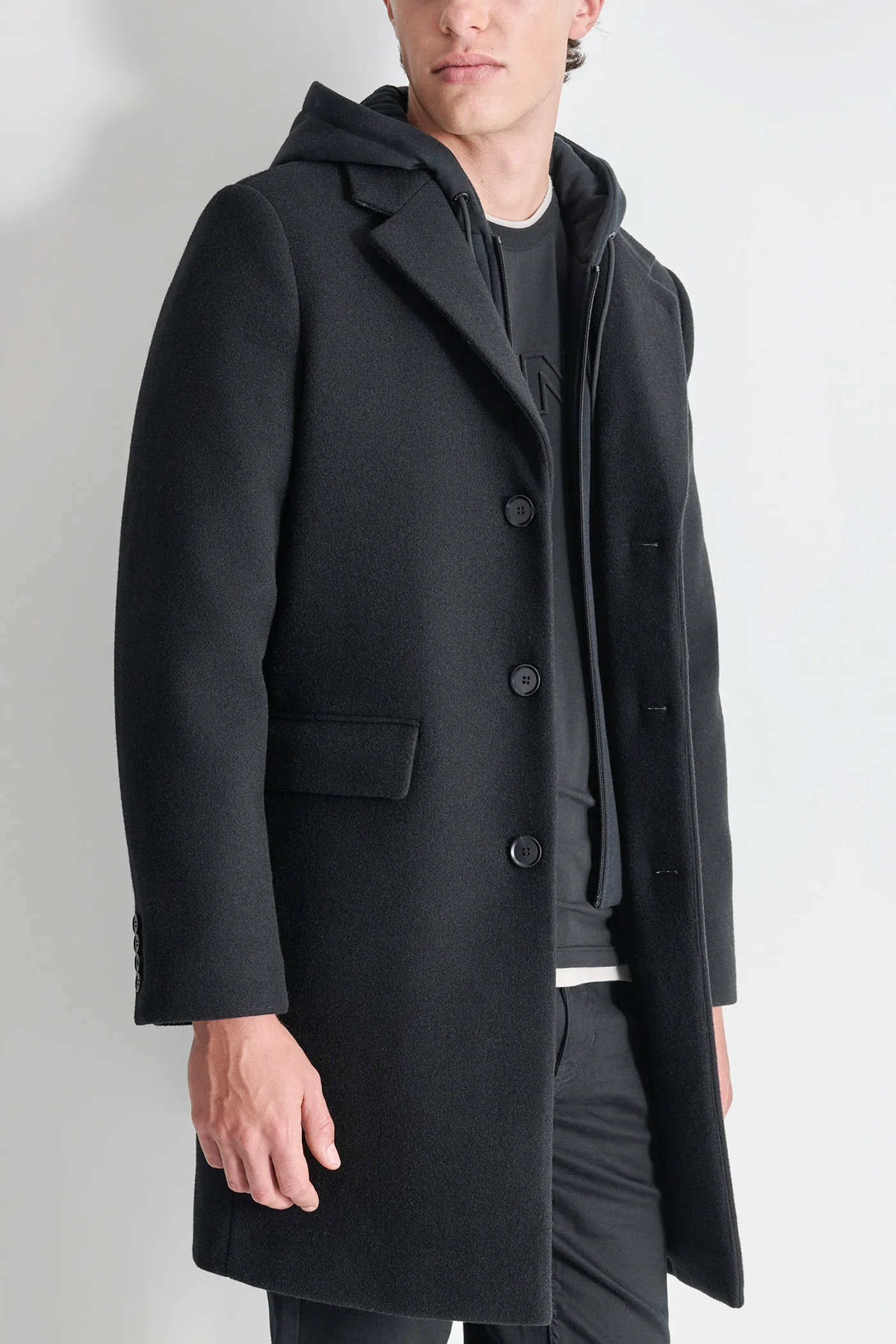 FAUX WOOL COAT WITH HOODED BIB - Image 3