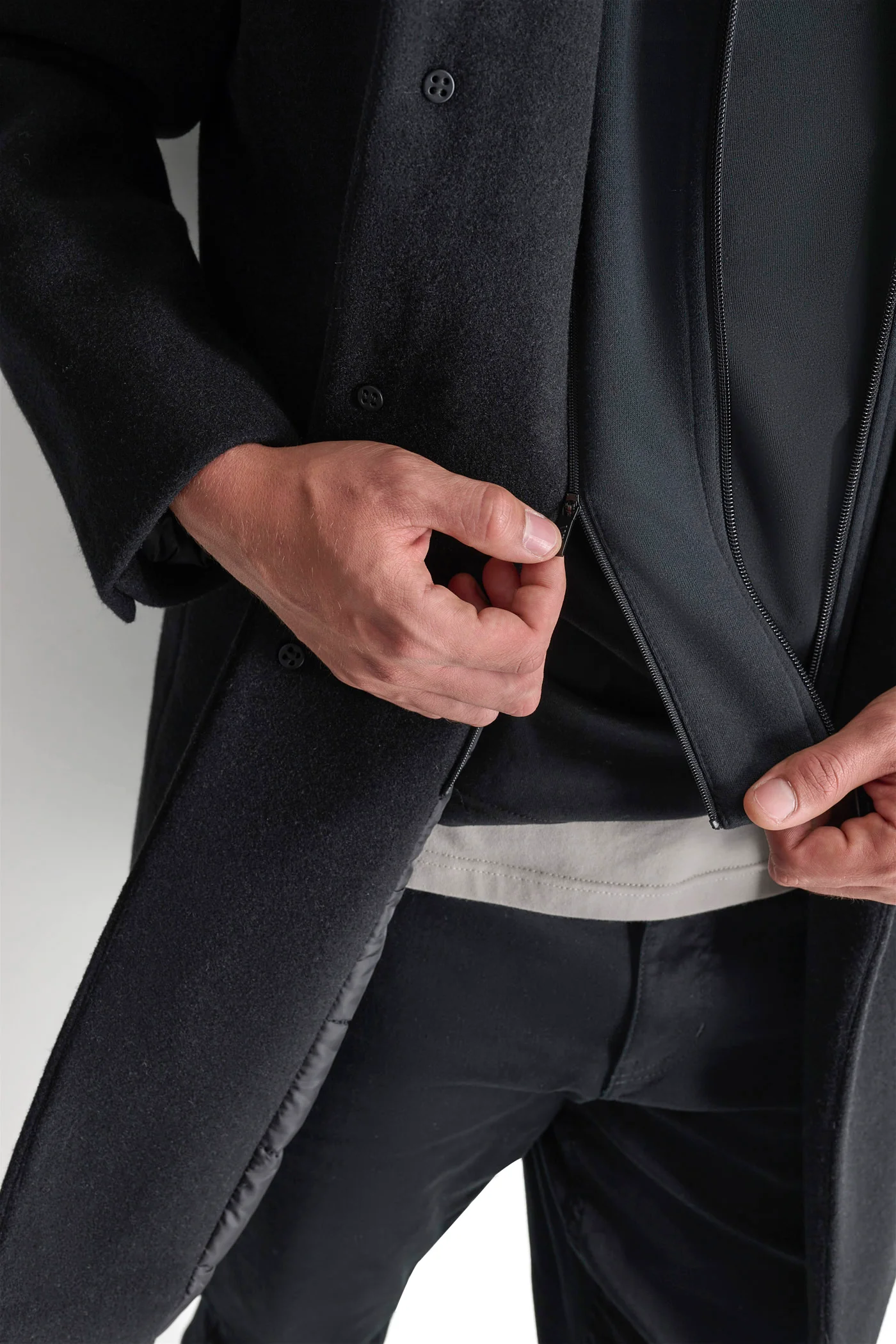 FAUX WOOL COAT WITH HOODED BIB - Image 4