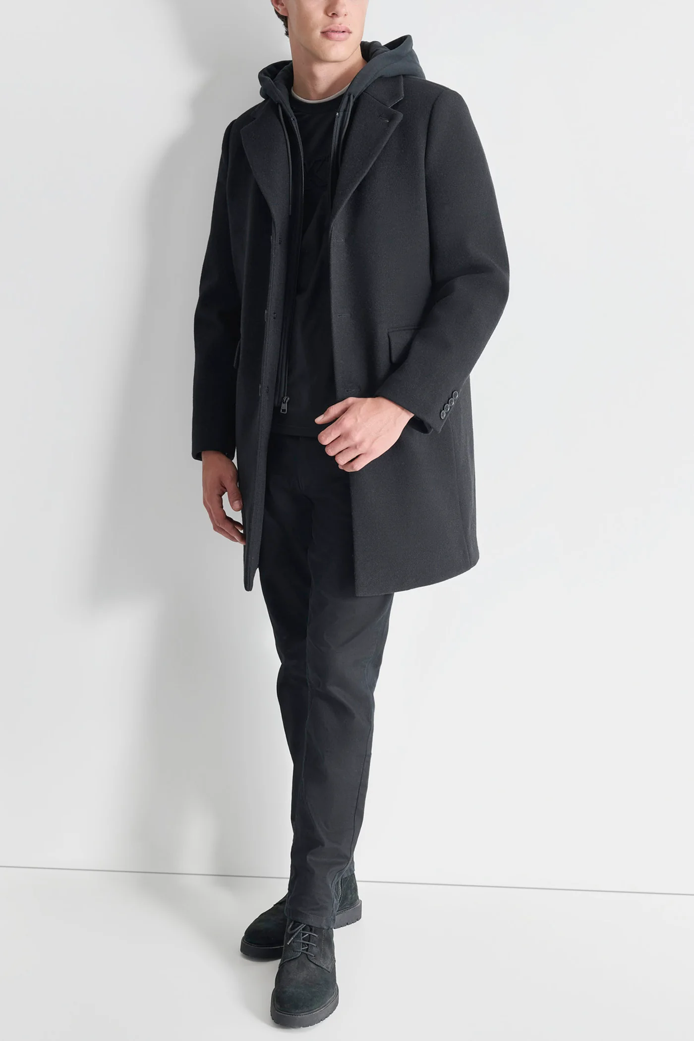 FAUX WOOL COAT WITH HOODED BIB - Image 6