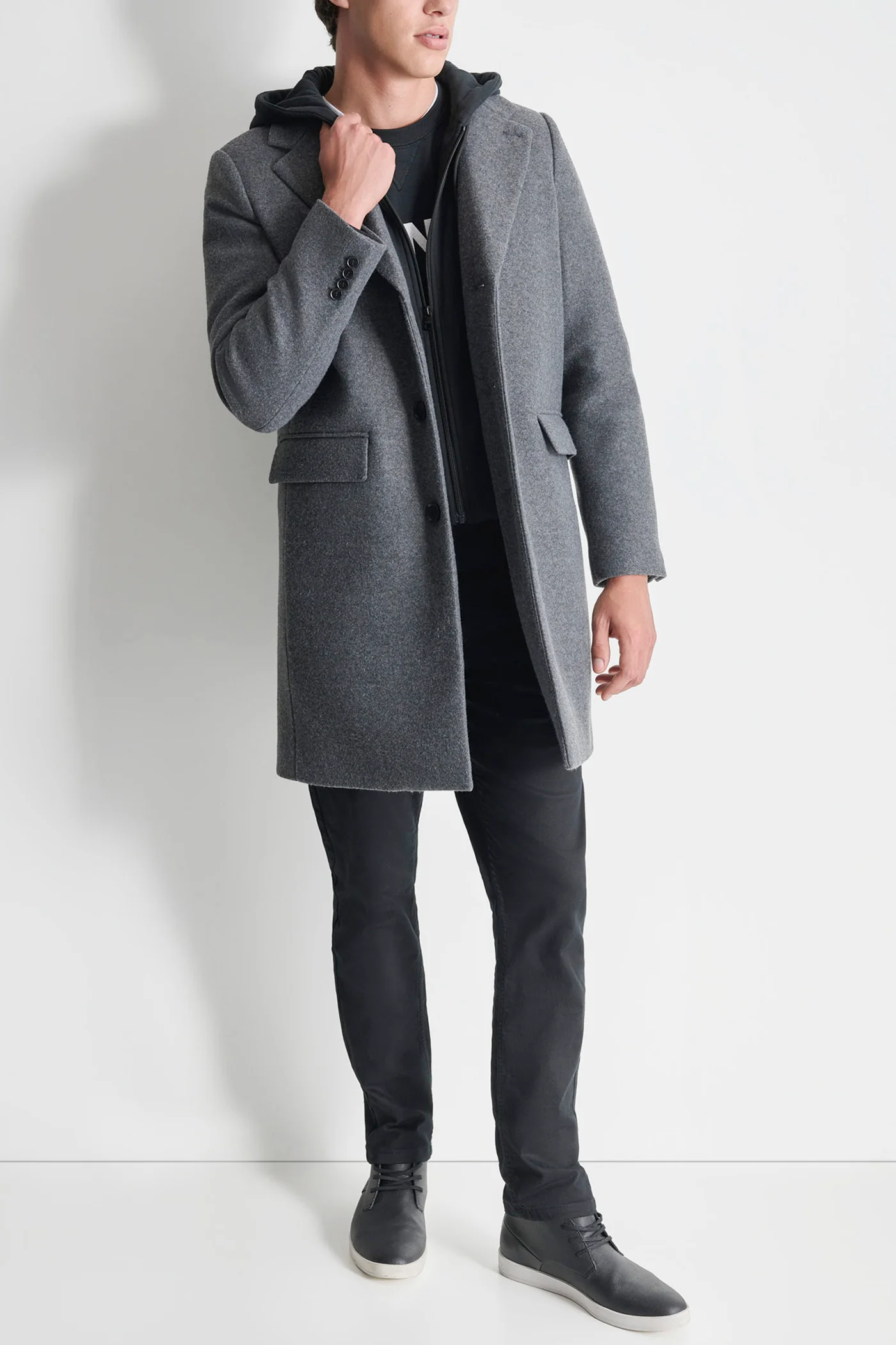 FAUX WOOL COAT WITH HOODED BIB - Image 11