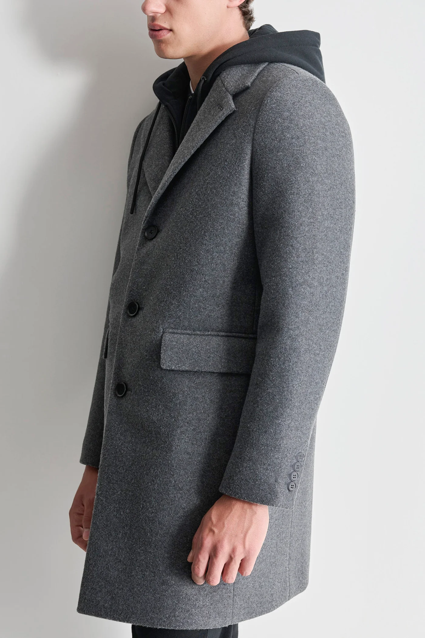 FAUX WOOL COAT WITH HOODED BIB - Image 4