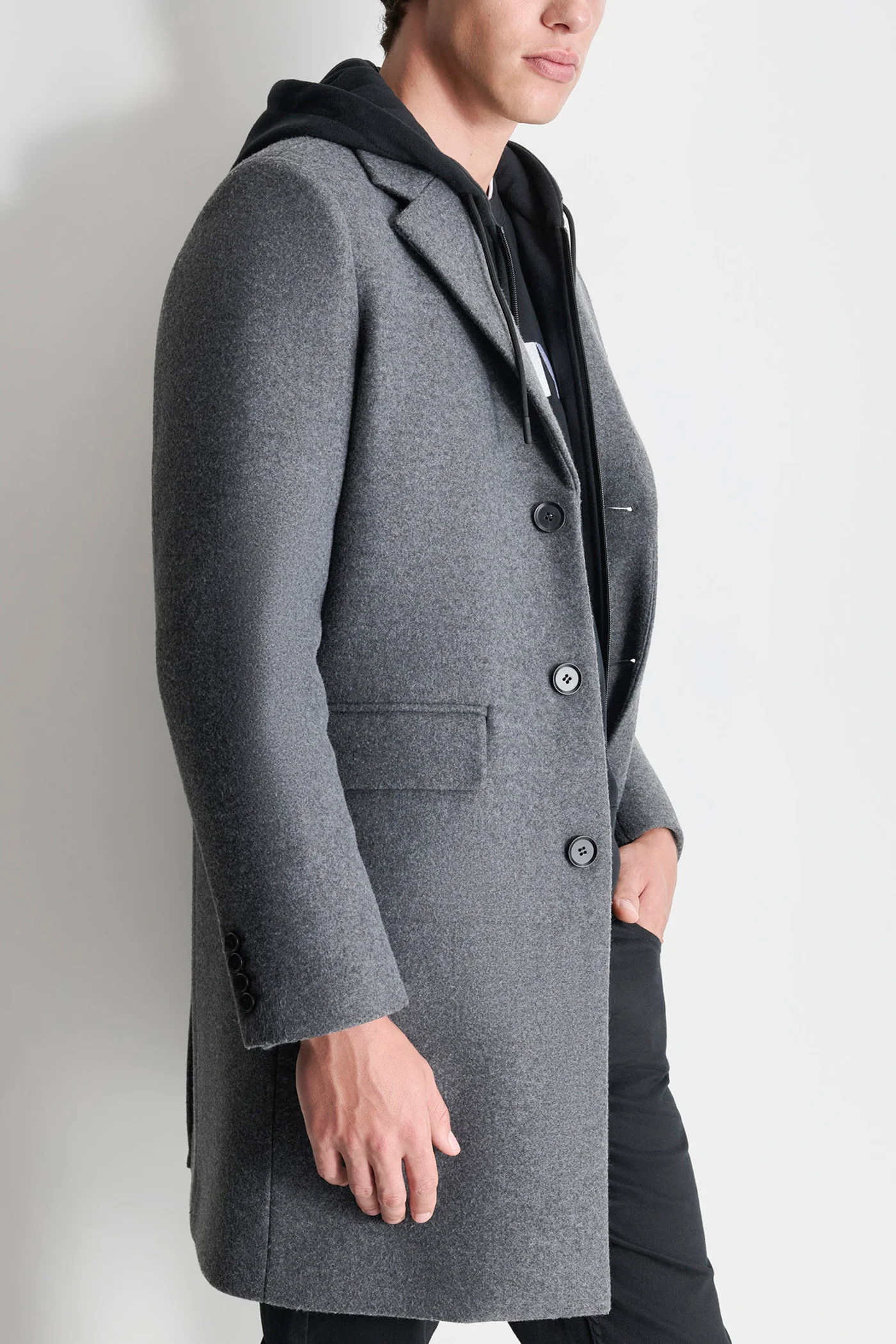 FAUX WOOL COAT WITH HOODED BIB - Image 5