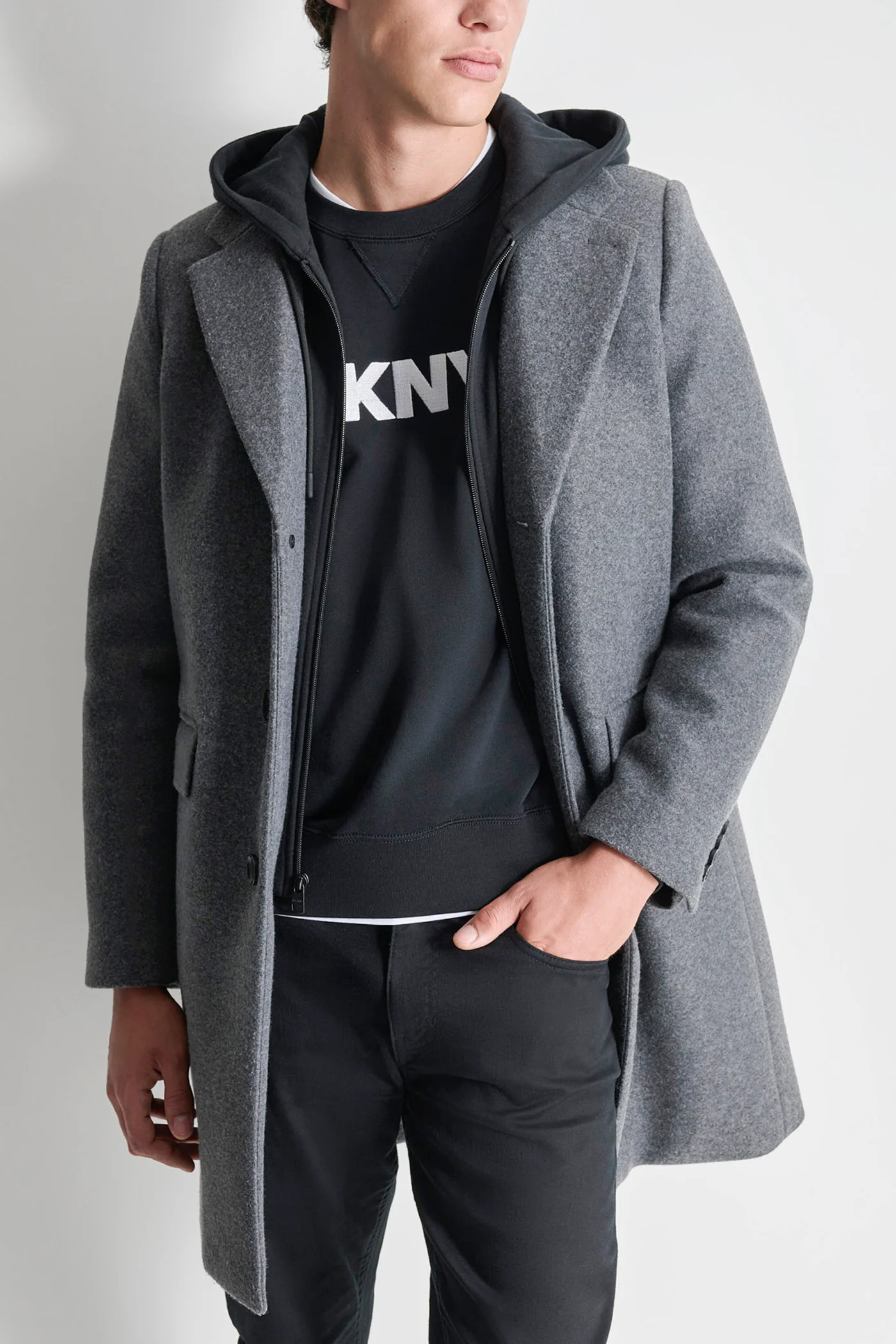 FAUX WOOL COAT WITH HOODED BIB - Image 7