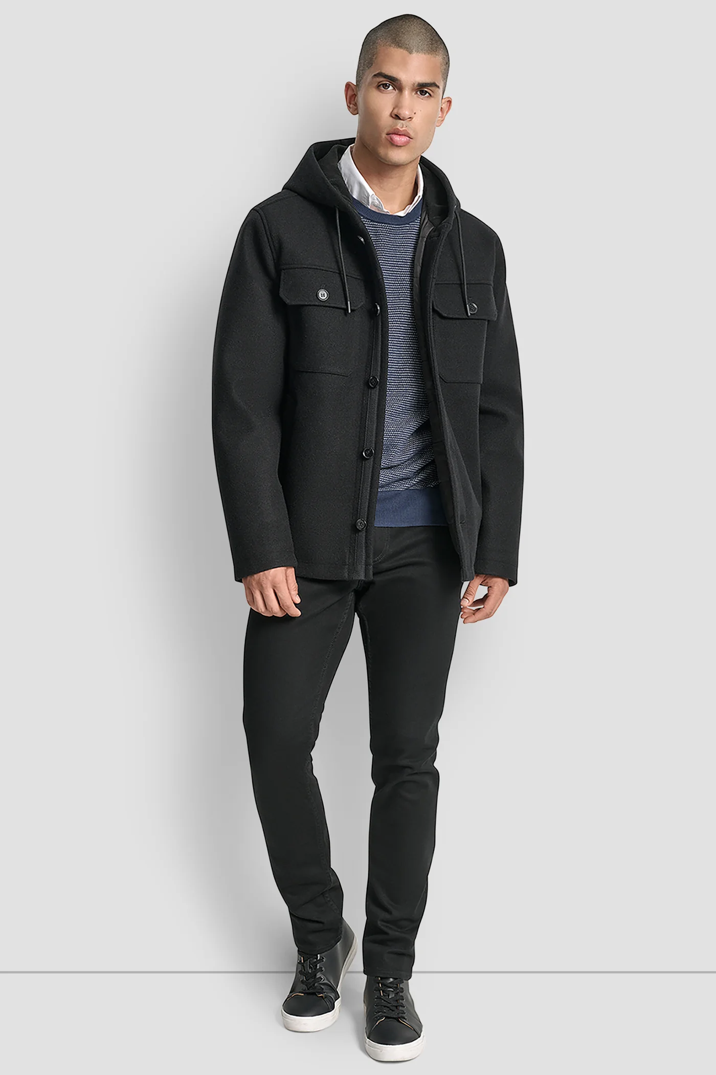 FAUX WOOL HOODED SHIRT JACKET - Image 3