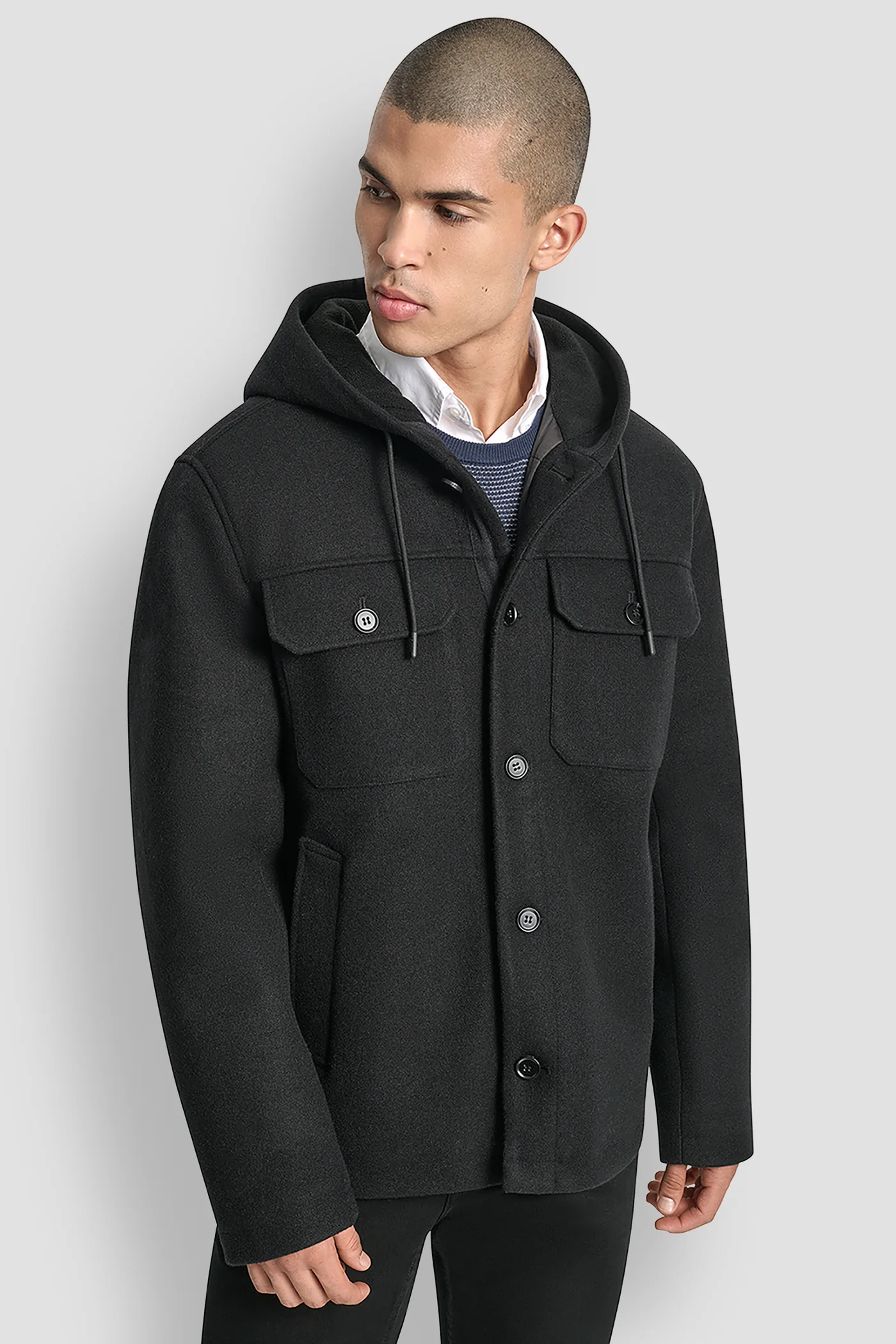 FAUX WOOL HOODED SHIRT JACKET - Image 5