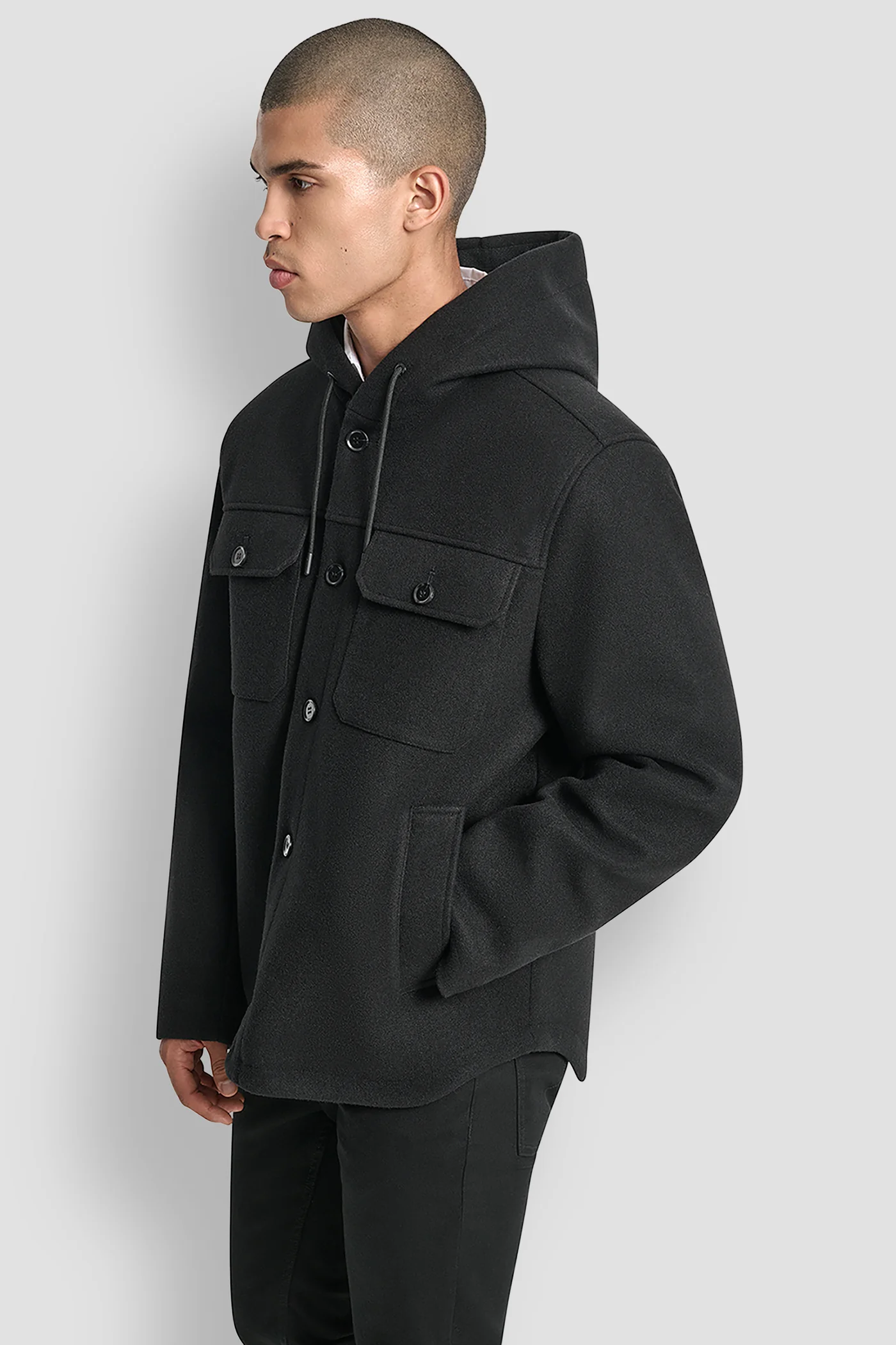 FAUX WOOL HOODED SHIRT JACKET - Image 6