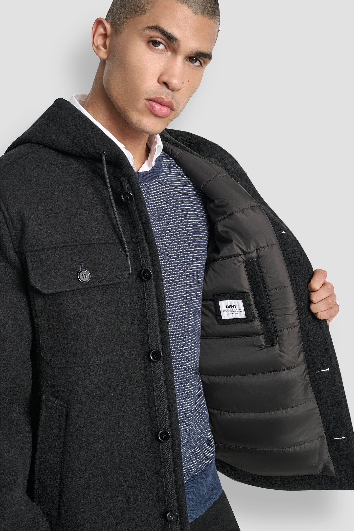 FAUX WOOL HOODED SHIRT JACKET - Image 7