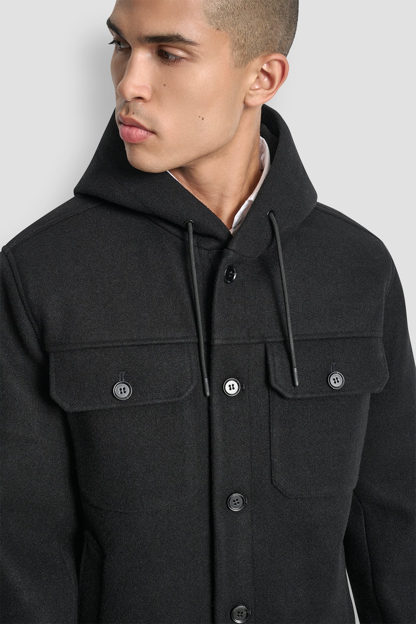 FAUX WOOL HOODED SHIRT JACKET - Image 8