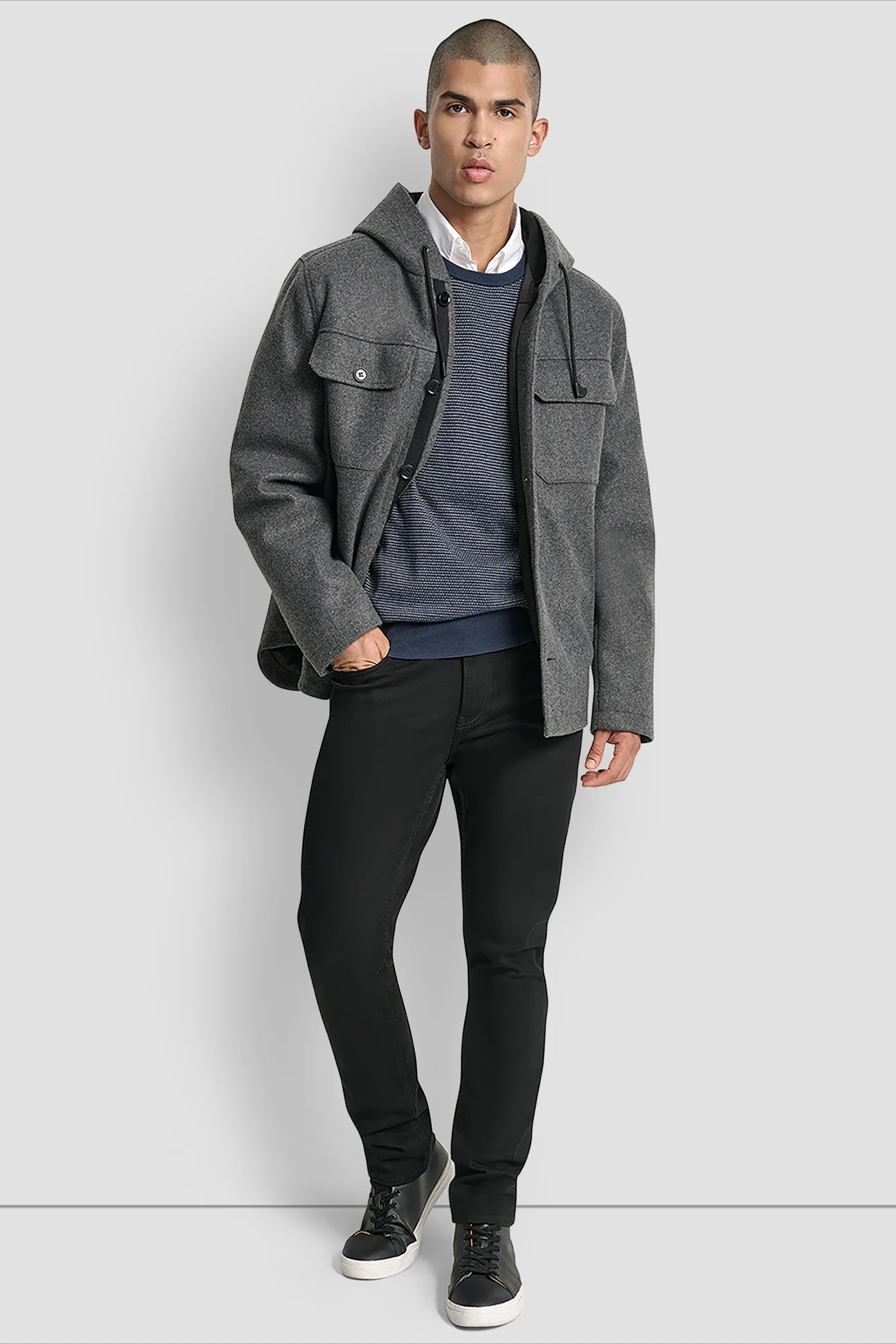 FAUX WOOL HOODED SHIRT JACKET - Image 3