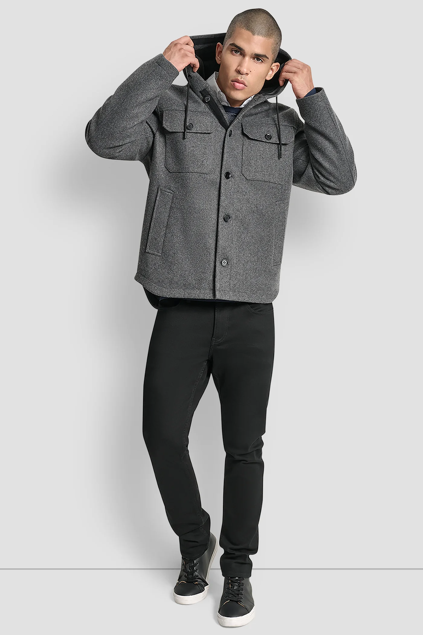 FAUX WOOL HOODED SHIRT JACKET - Image 4