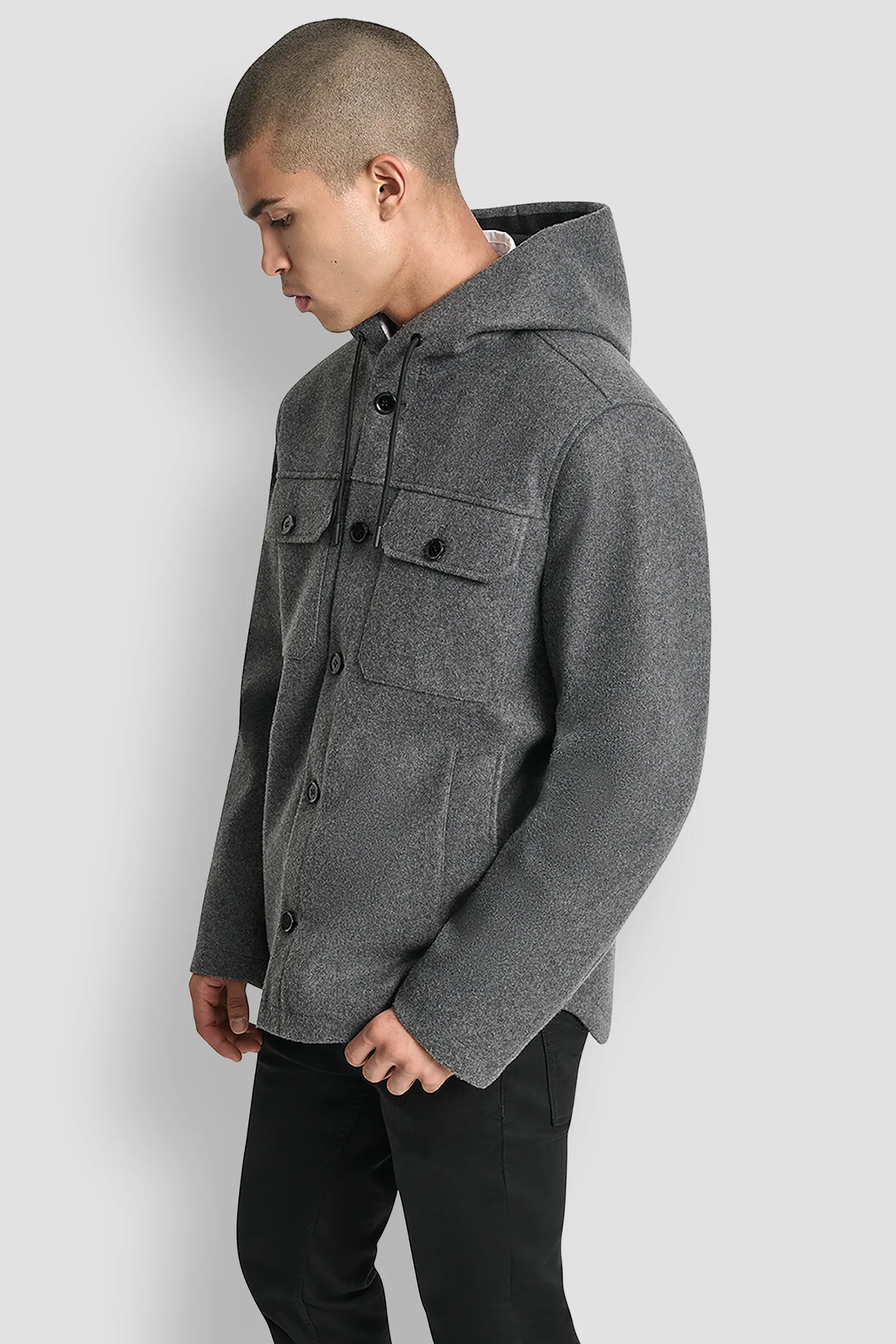 FAUX WOOL HOODED SHIRT JACKET - Image 5