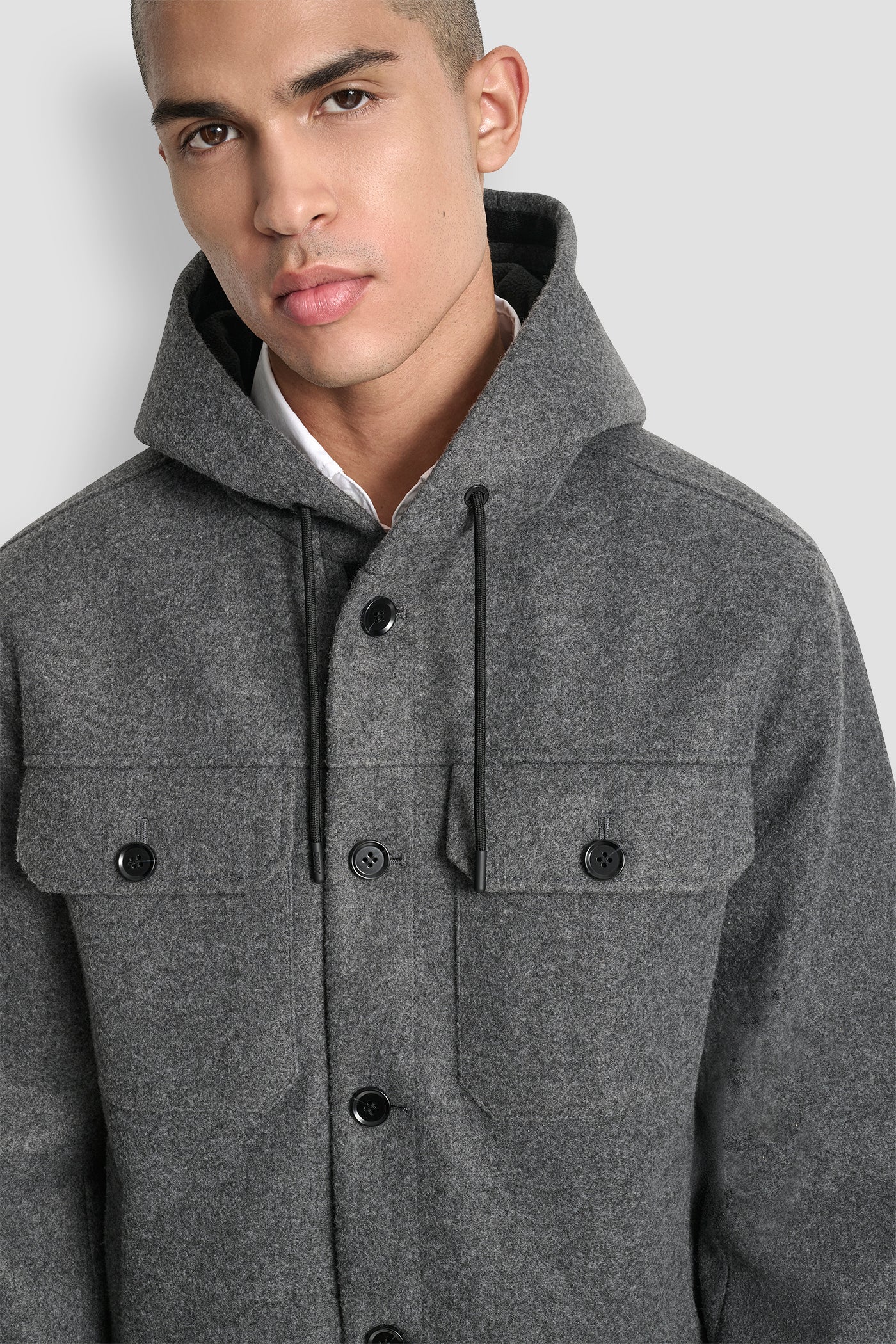 FAUX WOOL HOODED SHIRT JACKET - Image 6